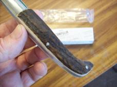 A.G.A. Campolin Pattada Scarce Italian Automatic Genuine Stag/Antler UNUSED W/Pouch & Box