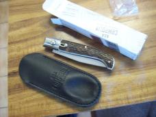 A.G.A. Campolin Pattada Scarce Italian Automatic Genuine Stag/Antler UNUSED W/Pouch & Box