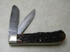 Remington USA Bone R-1123-D 1997 Damascus Silver Bullet Trapper Knife NIB