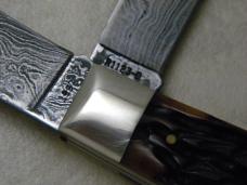 Remington USA Bone R-1123-D 1997 Damascus Silver Bullet Trapper Knife NIB