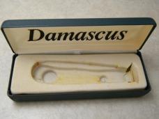 Remington USA Bone R-1123-D 1997 Damascus Silver Bullet Trapper Knife NIB