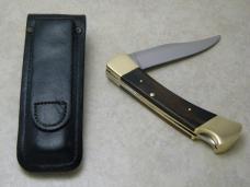Buck USA 3rd Version Wood Lockback Knife in Pouch c. 1968-70