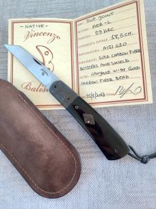 Vincenzo Balistreri Buffalo Horn Native.Fools Gold shield. bead..Filework..Jiimping...3.75".Coa/Slip