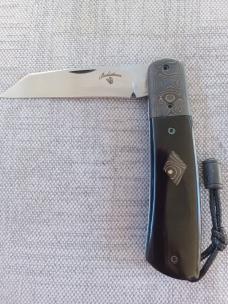 Vincenzo Balistreri Buffalo Horn Native.Fools Gold shield. bead..Filework..Jiimping...3.75".Coa/Slip