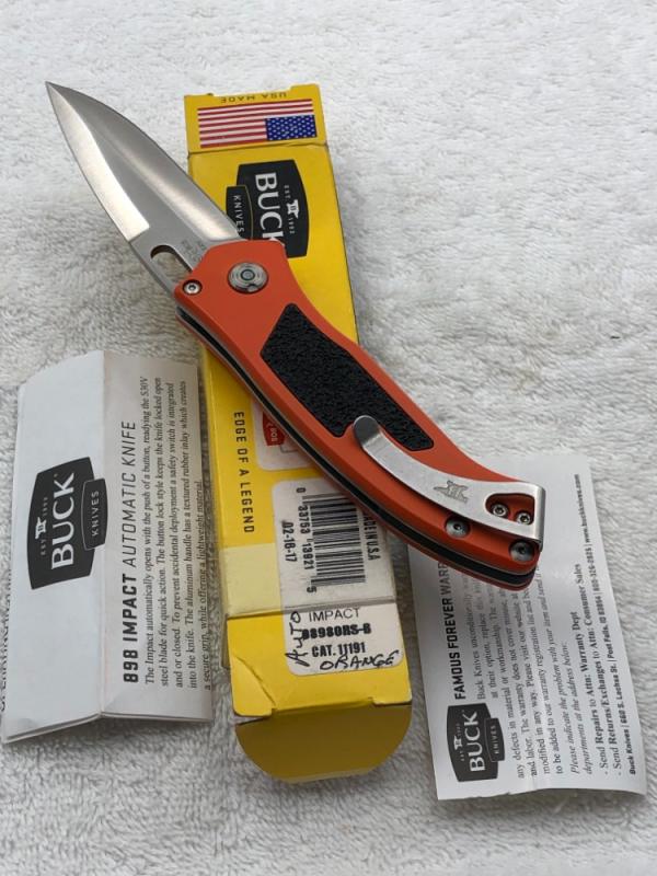 Buck Impact Push Button Automatic Knife 0898ORS New In Box Made In USA Discontinued