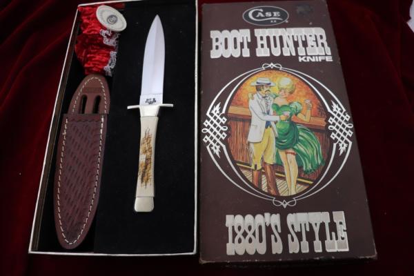  Case XX P62-4 1/2SS Boot Hunter Mammoth Ivory Handle  USA Fixed Blade Knife &  Sheath