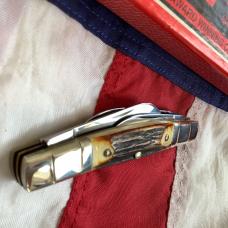 J A Henckels Congress Knife w/ Great Stag Handles w/ Step Down Bolsters -NOS in Orig Box