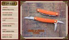 GEC Farm & Field #620324 Pocket Carver With Orange Delrin Handles - Brand New In Tube