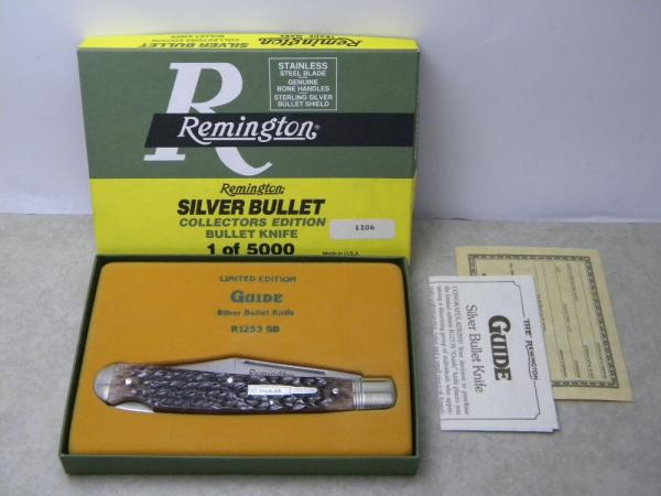 Remington Silver Bullet 1992 R1253 Bone Guide Banana Lockback Knife in Box