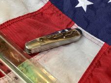 Rare Vintage Hand Made Bulldog Brand 4” Trapper w/ Great Stag Handles & Our Best Blade Etch -NOS