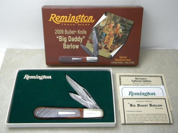 Remington Bullet 2009 RB1242-D Bone Damascus Big Daddy Barlow Knife in Box Remington Bullet 2009 RB1242-D Bone Damascus Big Daddy Barlow Knife in Box