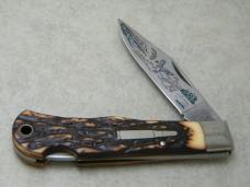 Remington Bullet 1990 R1306 Imitation Stag The Mallards Tracker Lockback Knife in Box