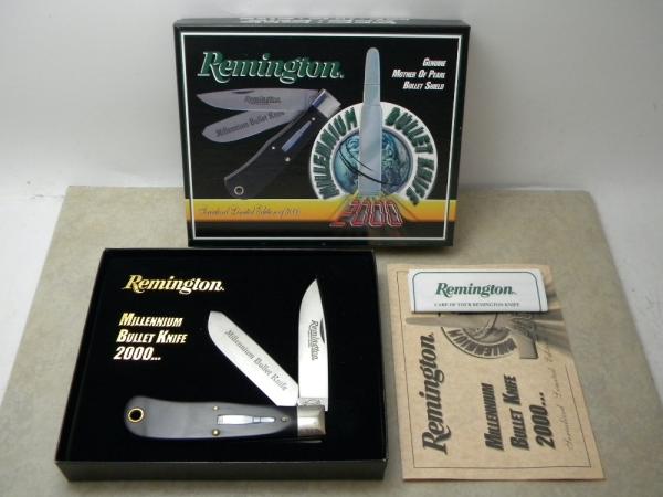 Remington Pearl Shield Millennium Bullet R1128 2000 Horn Millennium Bullet Trapper Knife in Box