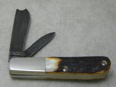 Remington Bullet USA 2009 Stag Damascus RB473-D The Veteran Razor Barlow Knife in Box