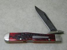 Remington Bullet USA 2007 Red Bone Damascus R1373-D The Renegade Swing Guard Lockback Knife in Box