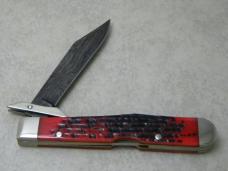 Remington Bullet USA 2007 Red Bone Damascus R1373-D The Renegade Swing Guard Lockback Knife in Box