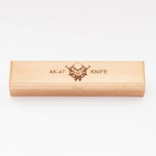 AK-47 with Damascus regular blade switchblade with buffalo horn handles