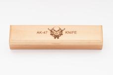 AK-47 with Damascus regular blade switchblade with buffalo horn handles