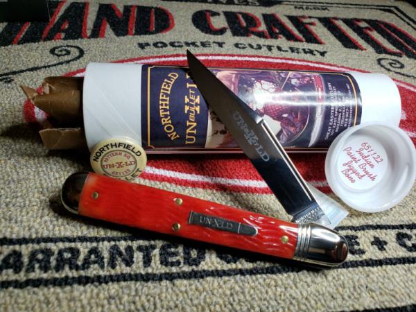 Great Eastern Cutlery 65 Red Jigged Bone, Indian Paint Brush Ben Hogan 651123 Knife, New in the Tube