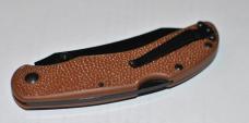 KA-BAR Brown Pebble Finish Folder Mint 4 1/2" Closed Recurve Black Blade Pocket Clip