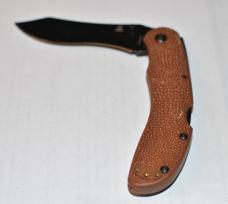 KA-BAR Brown Pebble Finish Folder Mint 4 1/2" Closed Recurve Black Blade Pocket Clip
