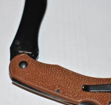 KA-BAR Brown Pebble Finish Folder Mint 4 1/2" Closed Recurve Black Blade Pocket Clip