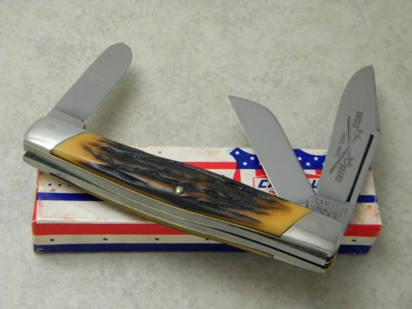 Camillus New York USA Sword Brand 1976 Imitation Stag #89 Large Stockman Knife in Box