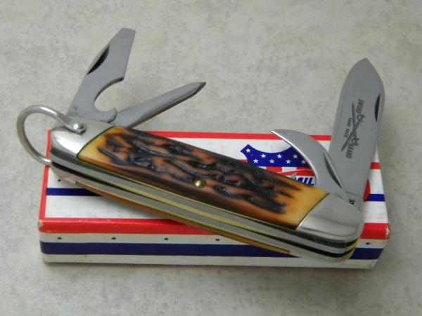 Camillus New York USA Sword Brand 1976 Imitation Stag #97 Camp Scout Utility Knife in Box