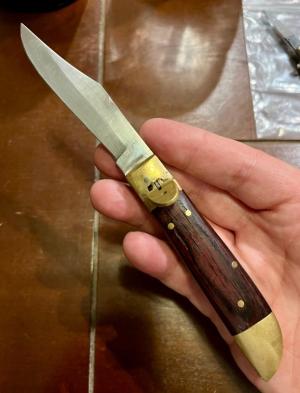 Brass Deerfoot Lever Lock Switchblade Knife