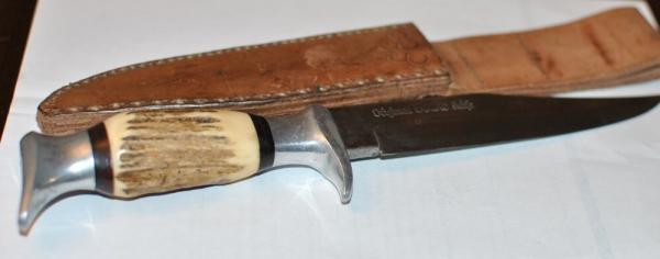 Hoffritz Germany Origina;l Bowie Knife With Leather Sheath 10 1/2" OAL Factory Edge Full Nutted Tang