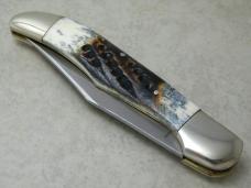 Parker Cut. Co. Surgical Steel Japan Second Cut Stag Folding Hunter Knife in Box