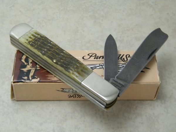 Parker Edwards Alabama, USA Green Bone Damascus One Arm Razor Knife in Box