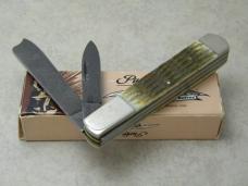 Parker Edwards Alabama, USA Green Bone Damascus One Arm Razor Knife in Box