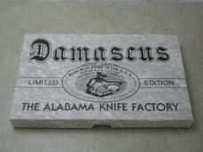 Parker Edwards Jacksonville Alabama Burnt White Bone Damascus Trapper Knife in Box