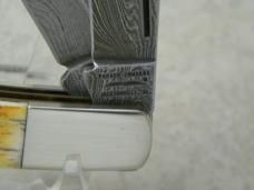 Parker Edwards Jacksonville Alabama Burnt White Bone Damascus Trapper Knife in Box