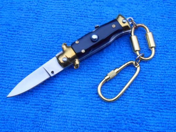 3-3/4" Italian "Corpo Di Vespa" Wasp Body Black/Gold Stiletto keychain Knife 3-3/4" Italian "Corpo Di Vespa" Wasp Body Black/Gold Stiletto keychain Knife