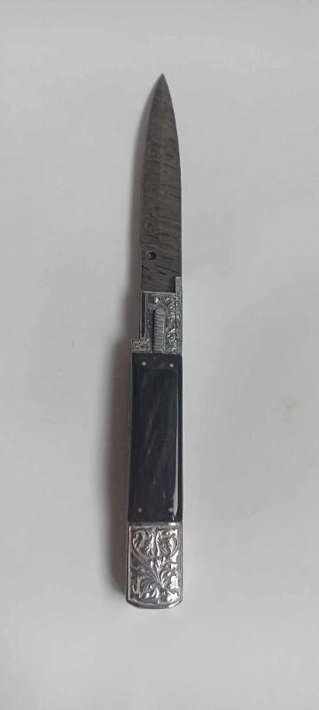  Armenian switch blade engrave with a unique mechanics with Damascus blade 9 inchs