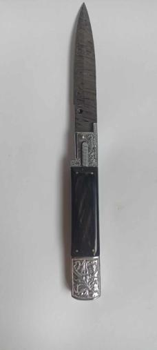  Armenian switch blade engrave with a unique mechanics with Damascus blade 9 inchs
