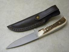 Hen and Rooster Germany Stainless Stag FIxed Blade Knife New in Sheath