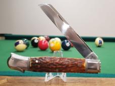 4 3/8" Custom Handmade Bird's Head Bolster Knife, Nice Stag