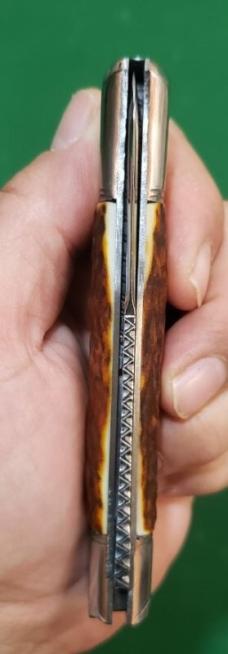 4 3/8" Custom Handmade Bird's Head Bolster Knife, Nice Stag