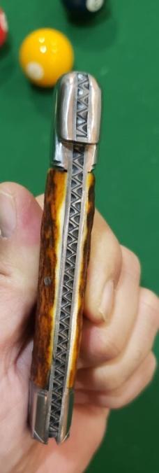 4 3/8" Custom Handmade Bird's Head Bolster Knife, Nice Stag
