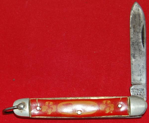 Official GSUSA Utica Girl Scout (Brownie) Knife Non-Locking Red Handles (191)