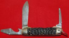 Official BSA #1885 Imperial Cub Scout Knife 3-Blade Black Celluloid 1955 (163)