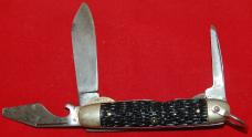 Official BSA #1885 Imperial Cub Scout Knife 3-Blade Black Celluloid 1955 (164)