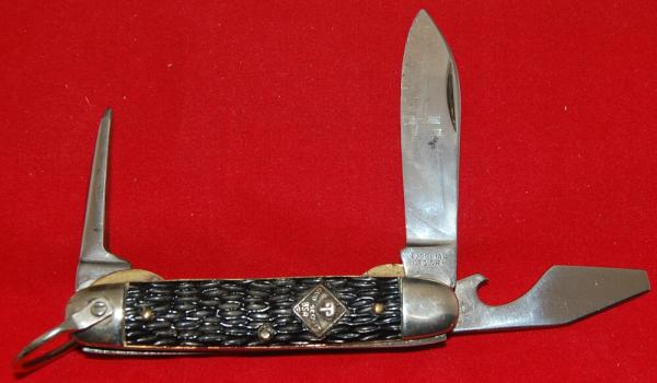 Official BSA #1885 Imperial Cub Scout Knife 3-Blade Black Celluloid 1949 (161)