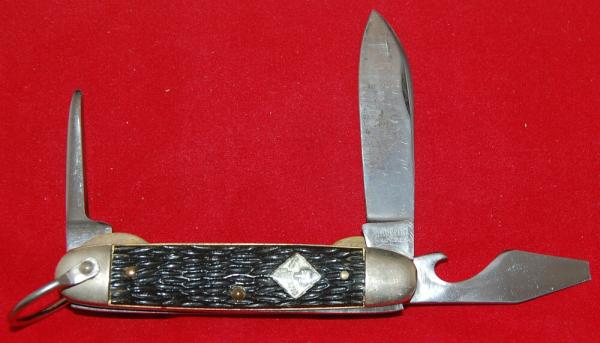 Official BSA #1885 Imperial Cub Scout Knife 3-Blade Black Celluloid 1955 (162)