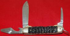 Official BSA #1885 Imperial Cub Scout Knife 3-Blade Black Celluloid 1955 (162)