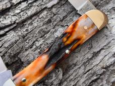 TUNA VALLEY AMBER STAG ROOSTER COMB "FARMER'S JACK" KNIFE 1 OF 70