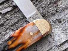 TUNA VALLEY AMBER STAG ROOSTER COMB "FARMER'S JACK" KNIFE 1 OF 70